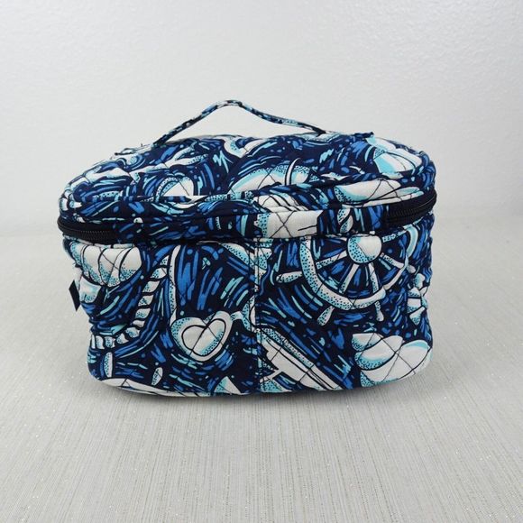 Vera Bradley Factory Style Train Case Cosmetic Make-Up Organizer SHORE ENOUGH - Picture 4 of 8